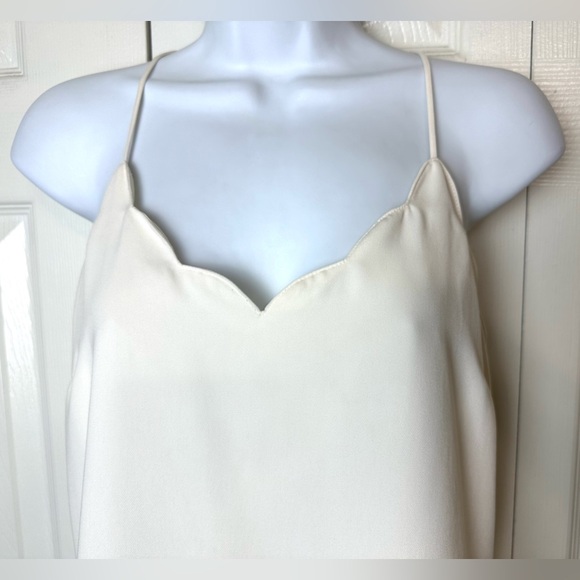 J.CREW Scalloped Cami Tank Top Ivory Cream Blouse Shirt Racerback Spaghetti - Picture 6 of 13